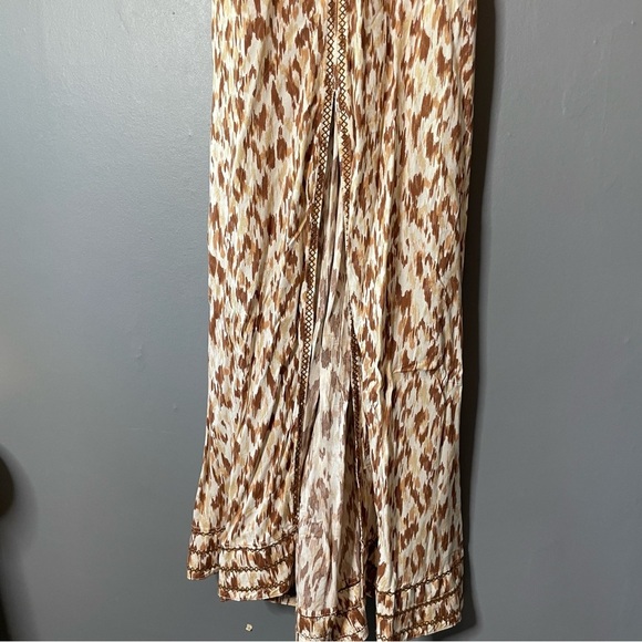 AERIE FRONT SLIT MAXI DRESS open back size small color: horizon - Picture 5 of 11